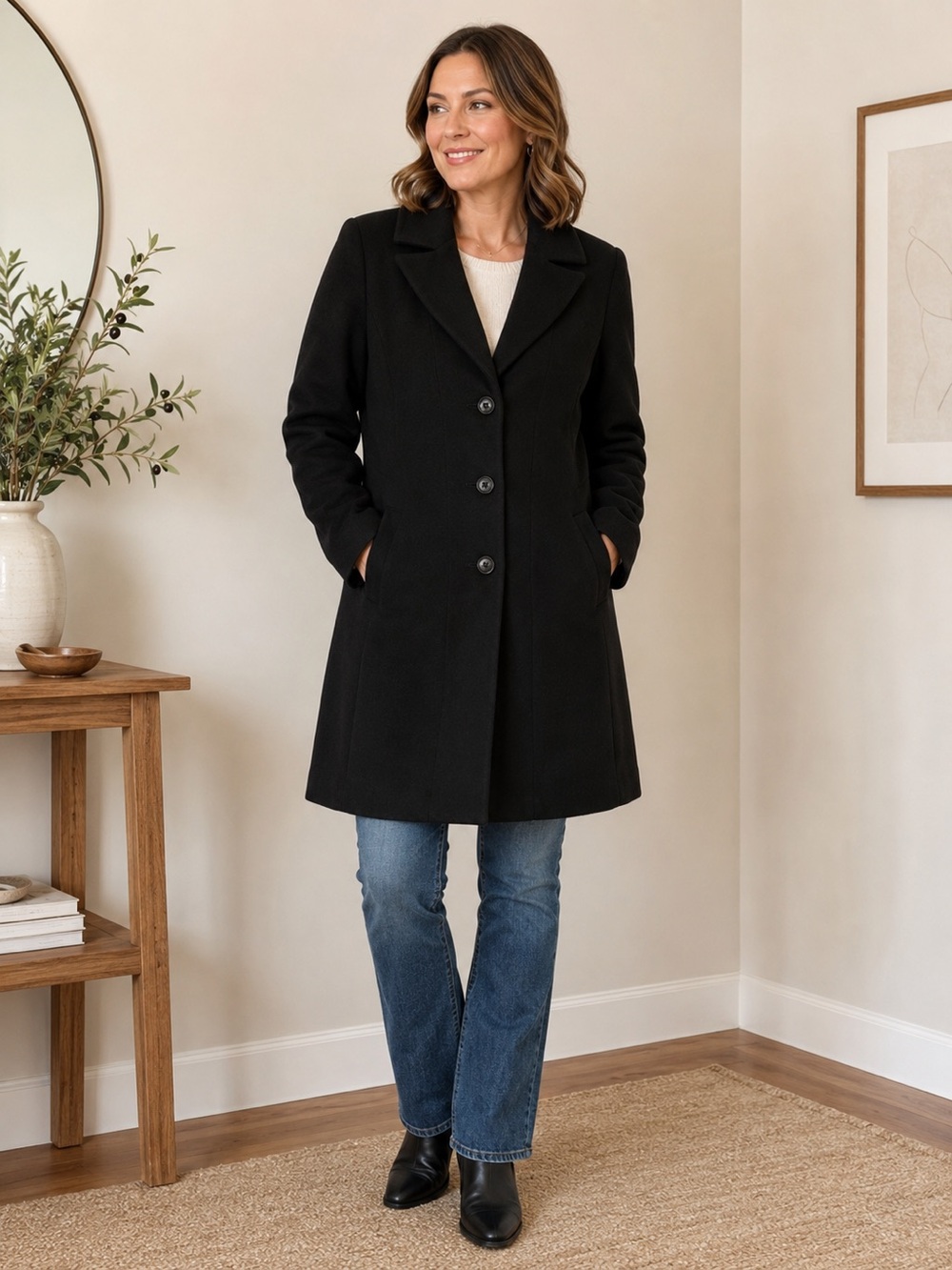 Kristen Blake Black Wool Coat 14W
